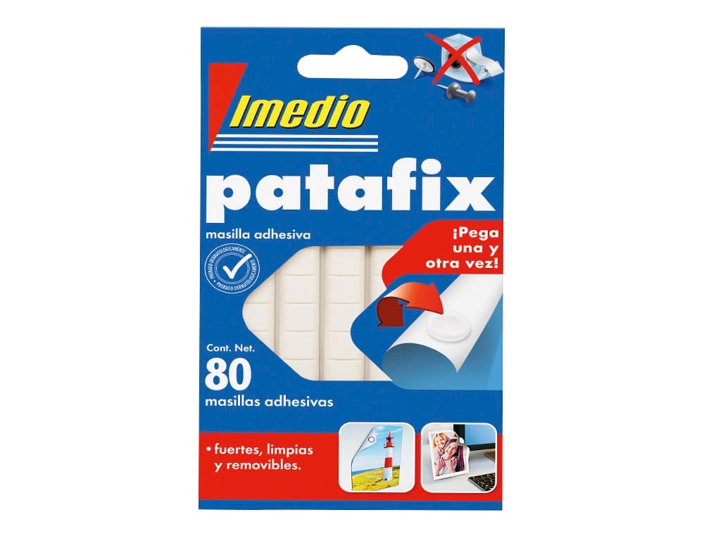 Sujetacosa imedio patafix masilla adhesiva removible blister de 80 unidades