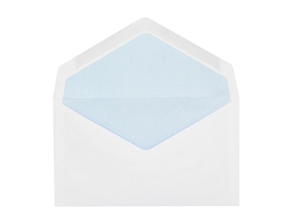 Sobre liderpapel blanco con fondo 95x162 mm engomado solapa de pico paquete de 25 unidades