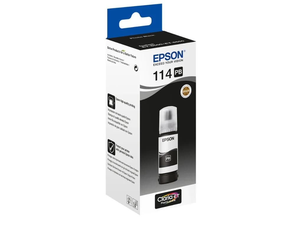 Tinta epson t114 eco tank et-8500 / 8550 negro photo botella 70 ml