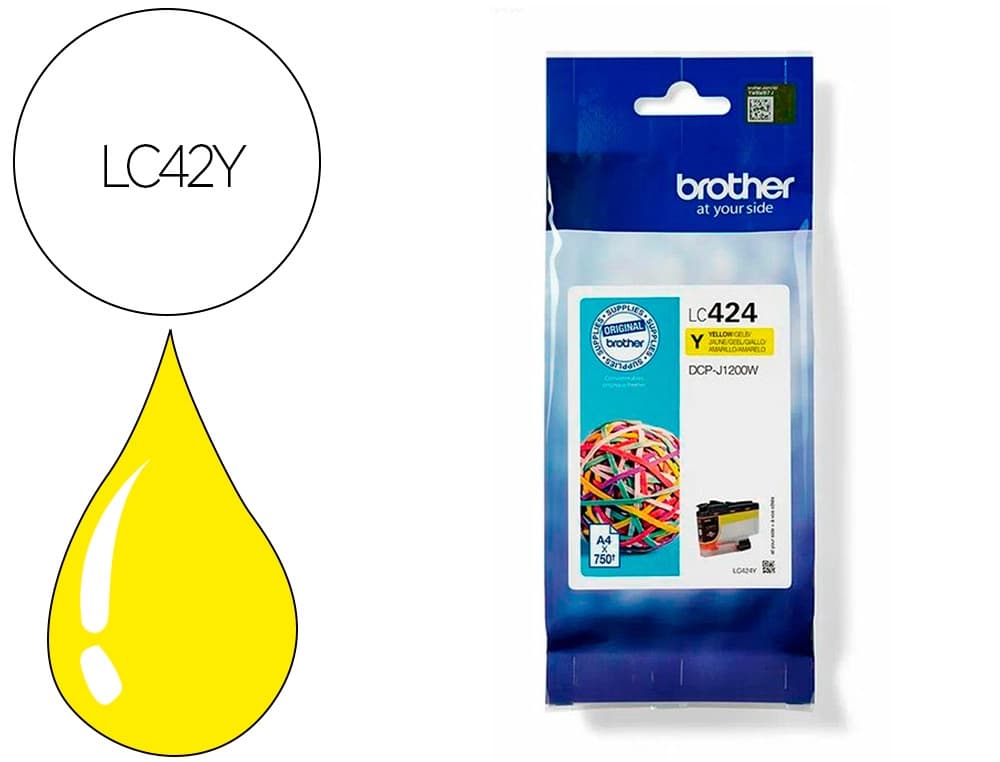 Brother Ink-jet brother lc424y dcp-1200w amarillo 750 paginas