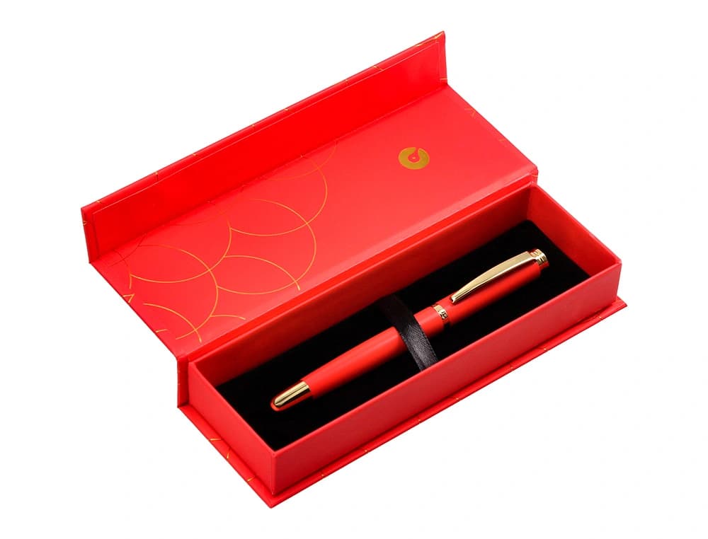 Pluma belius passion dor aluminio textura cepillada y caja de diseño