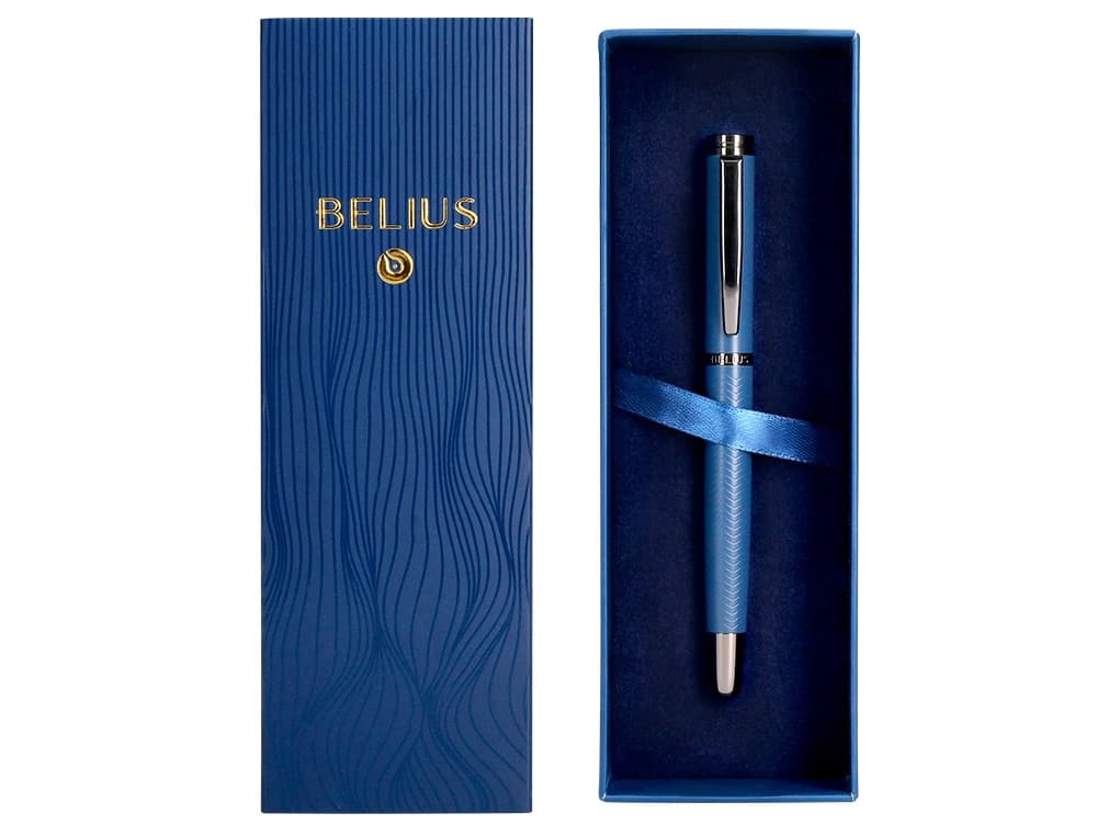 Boligrafo belius neptuno aluminio textura wavy caja de diseño