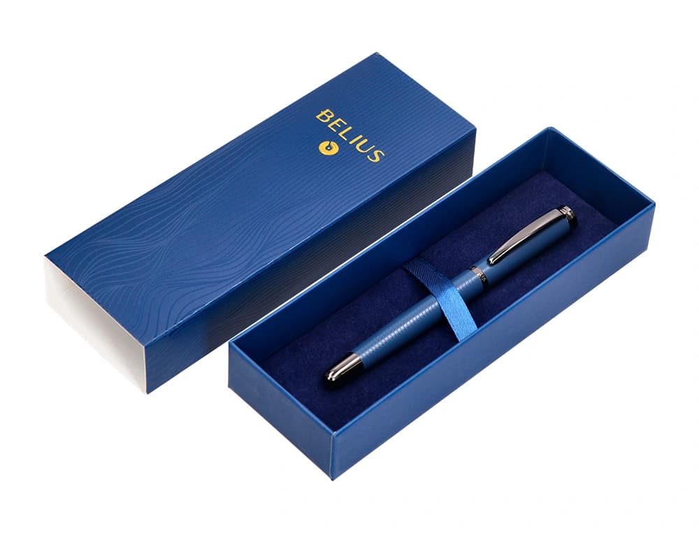 Boligrafo belius neptuno aluminio textura wavy caja de diseño