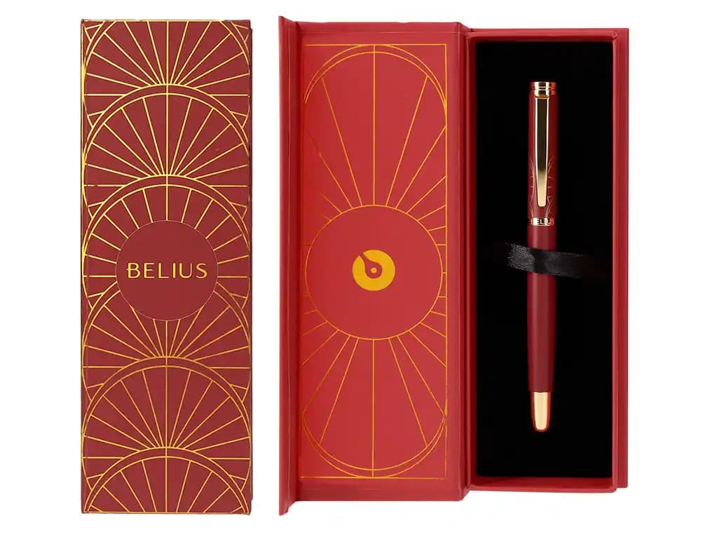 Pluma belius soiree aluminio color art deco y caja de diseño