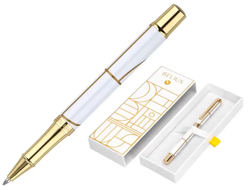 Belius Roller Belius carte blanche color blanco y dorado tinta negra caja de diseño