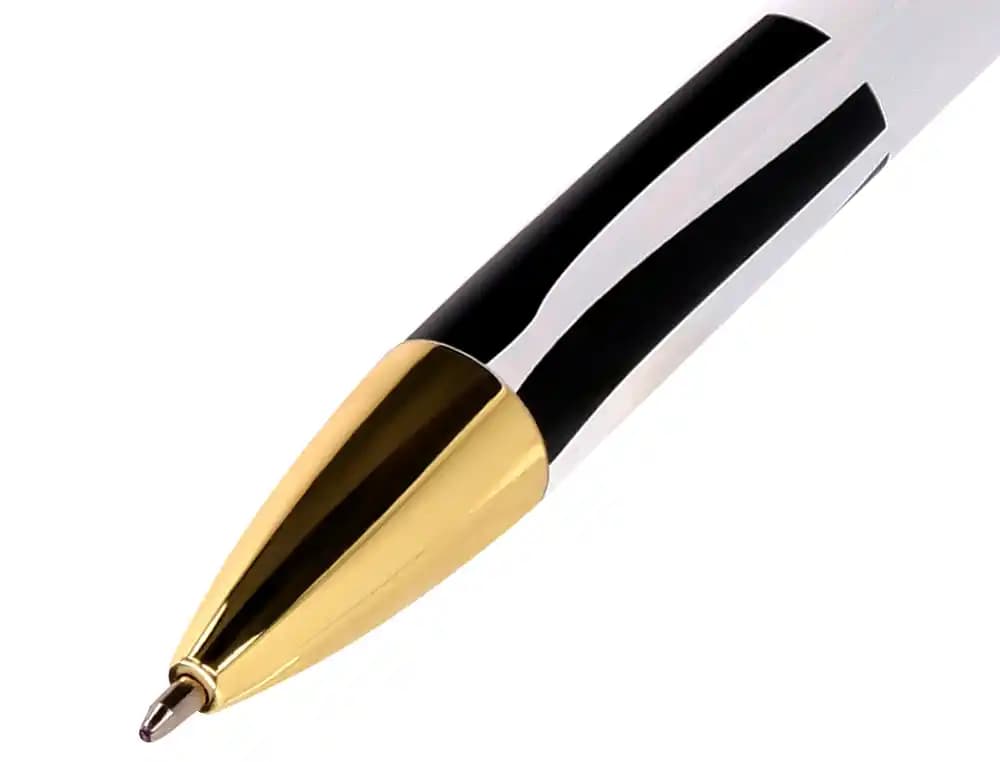 Bolígrafo Belius Dualità con tinta azul, en caja de diseño con cierre magnético – Negro-blanco