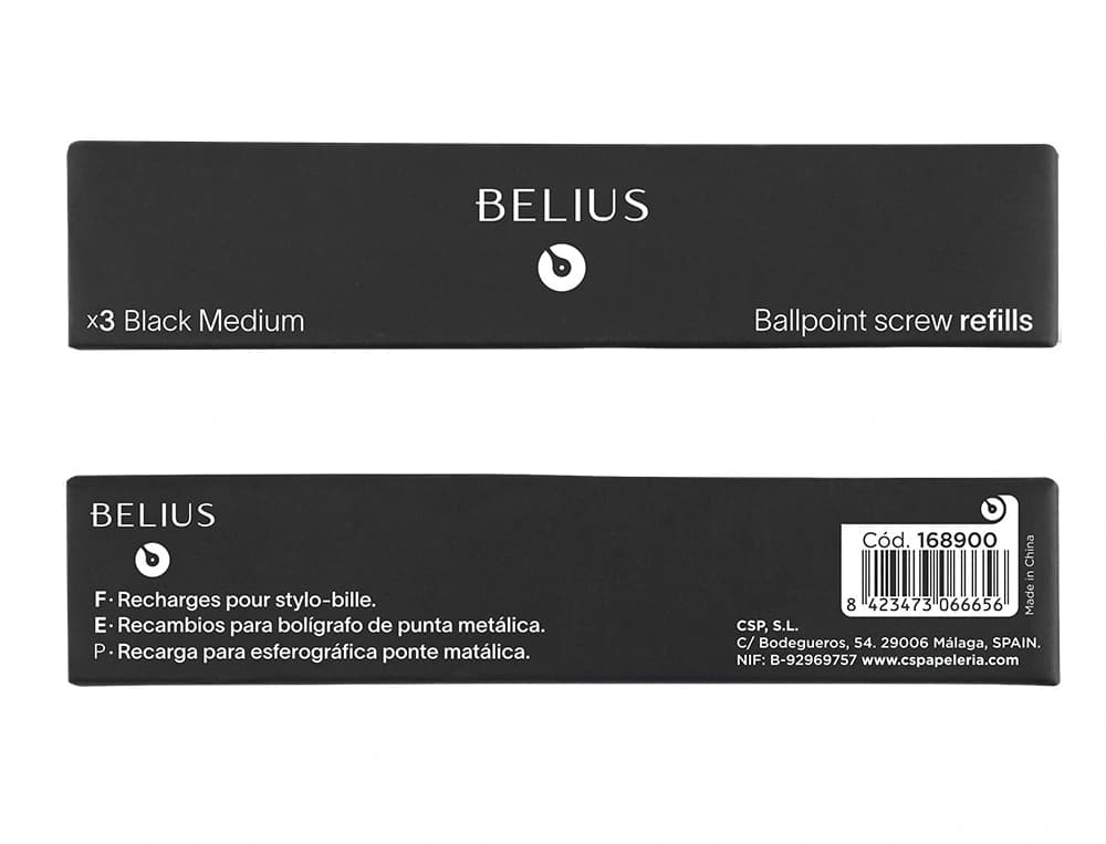 Recambio boligrafo belius 0,8 mm caja 3 unidades