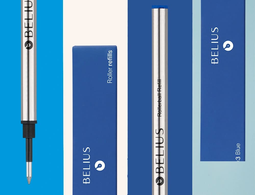 Recambio de roller Belius de punta media de 0,7 mm, caja de 3 unidades – Azul