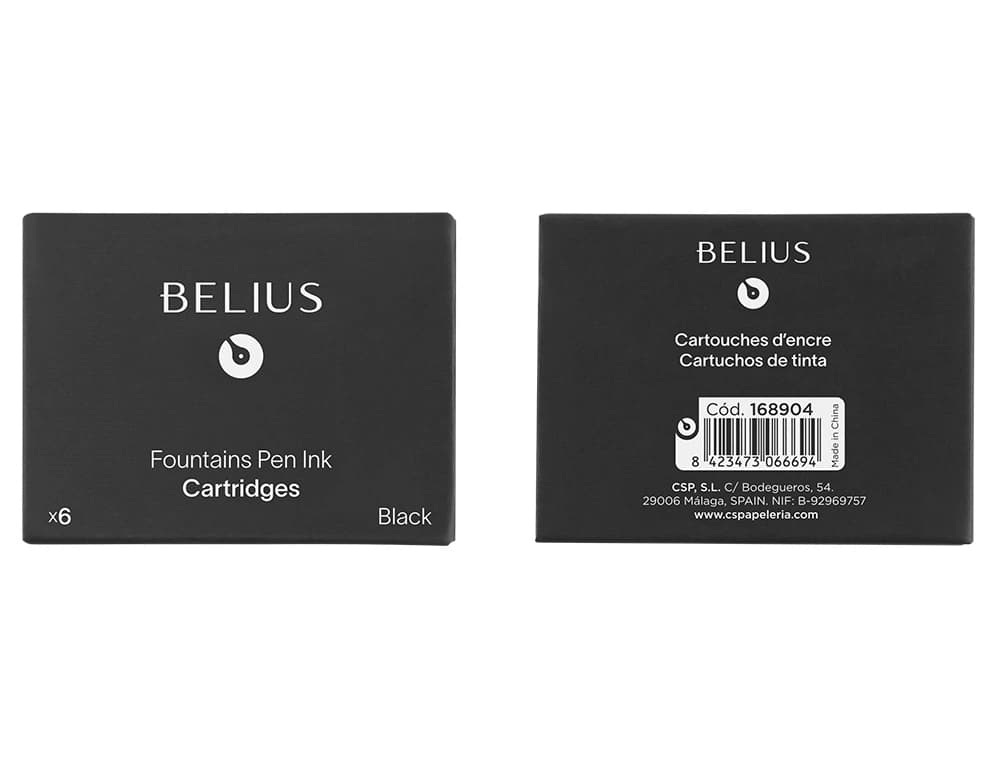 Tinta estilografica belius caja 6 cartuchos
