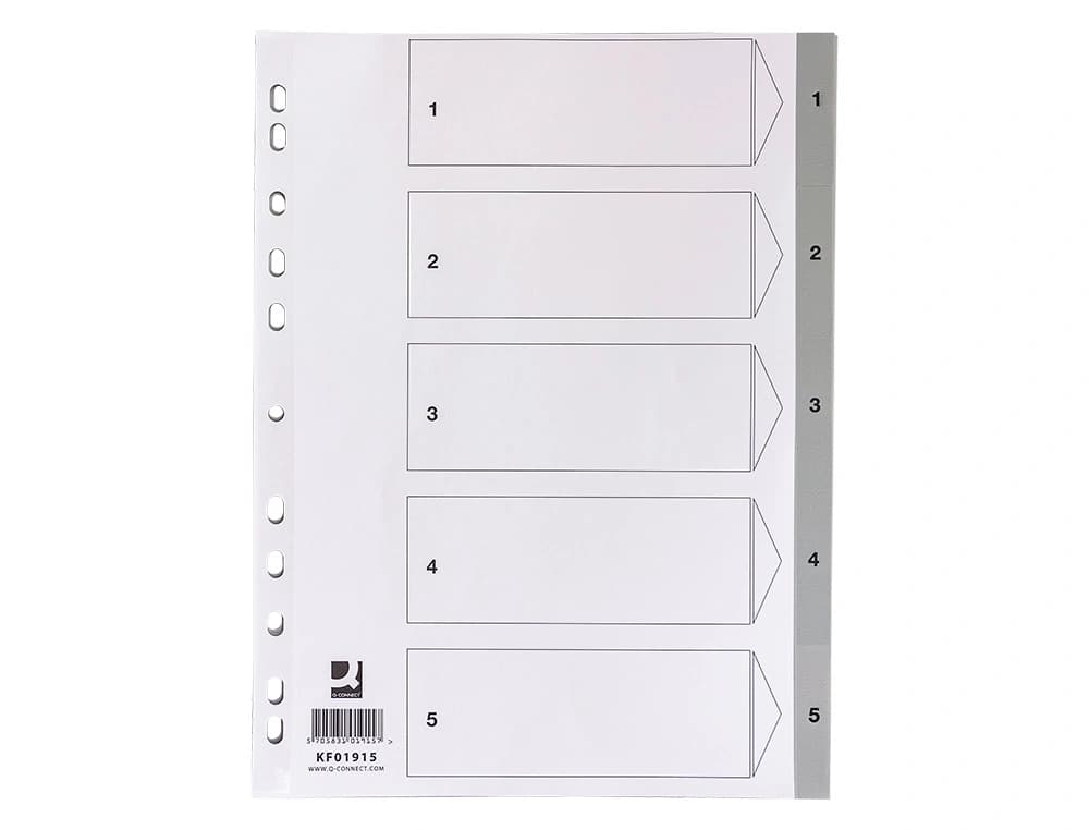 Separador numerico q-connect plastico 1-5 juego de 5 separadores din a4 multitaladro