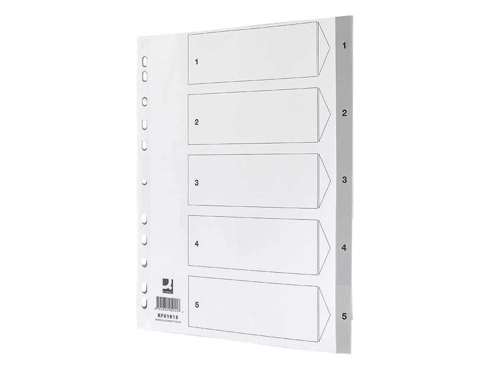 Separador numerico q-connect plastico 1-5 juego de 5 separadores din a4 multitaladro