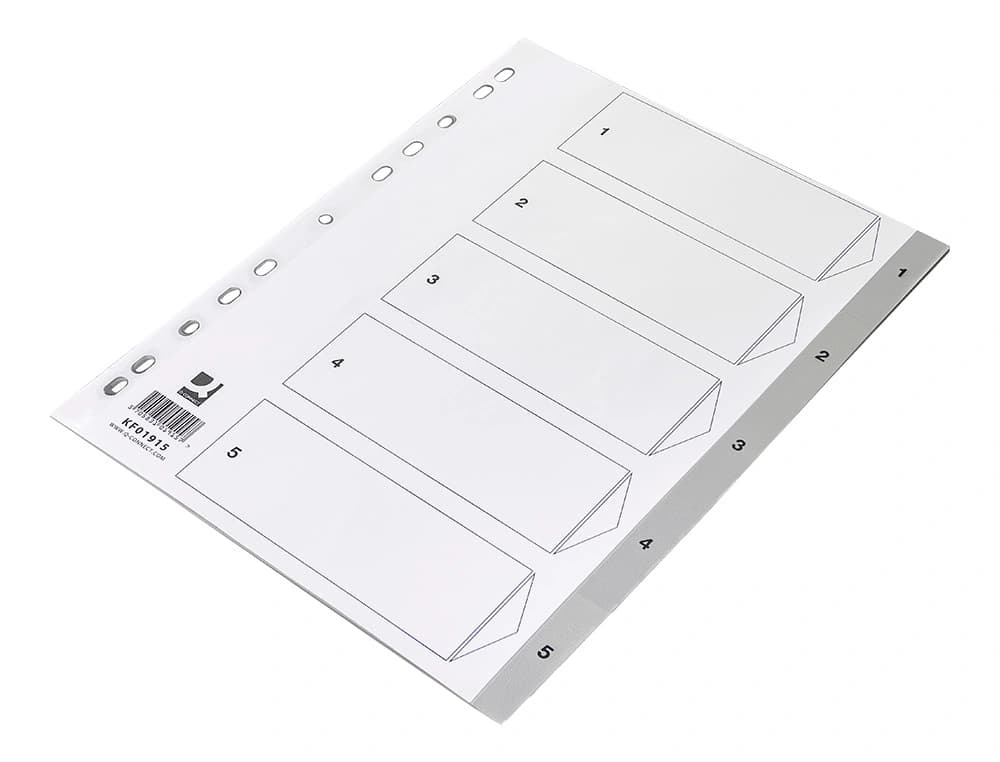 Separador numerico q-connect plastico 1-5 juego de 5 separadores din a4 multitaladro