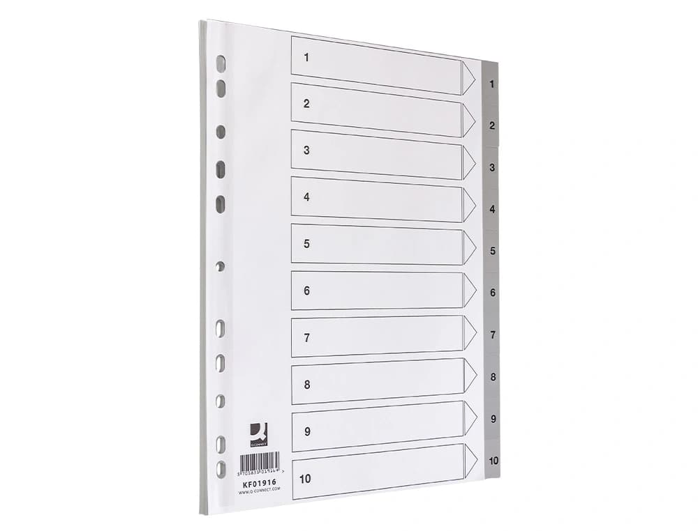 Separador numerico q-connect plastico 1-10 juego de 10 separadores din a4 multitaladro