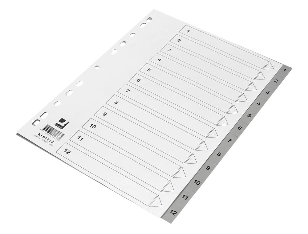 Separador numerico q-connect plastico 1-12 juego de 12 separadores din a4 multitaladro