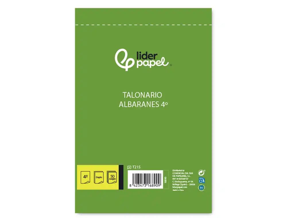 Talonario liderpapel albaran cuarto original y copia t215