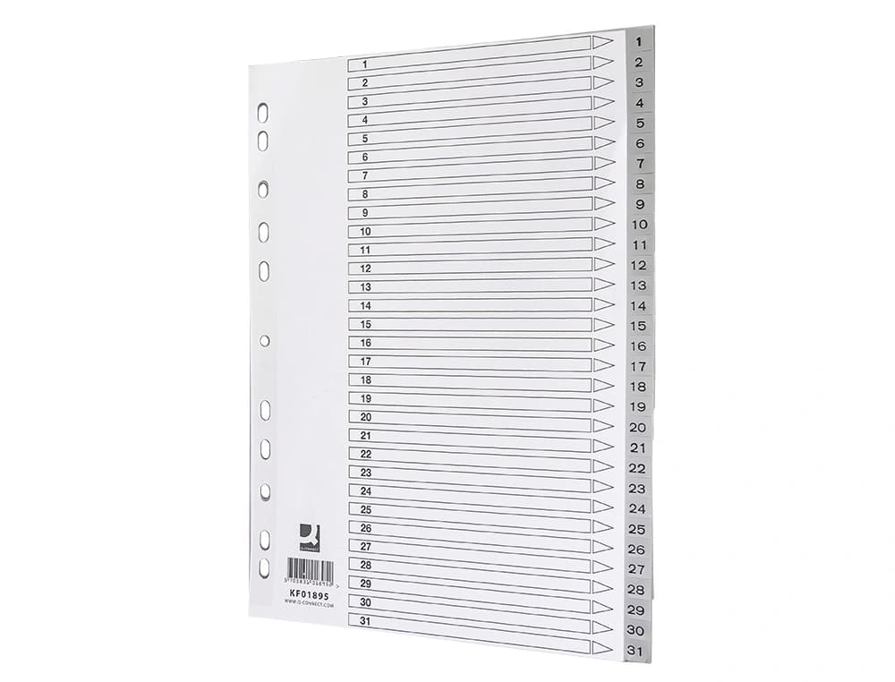 Separador numerico q-connect plastico 1-31 juego de 31 separadores din a4 multitaladro