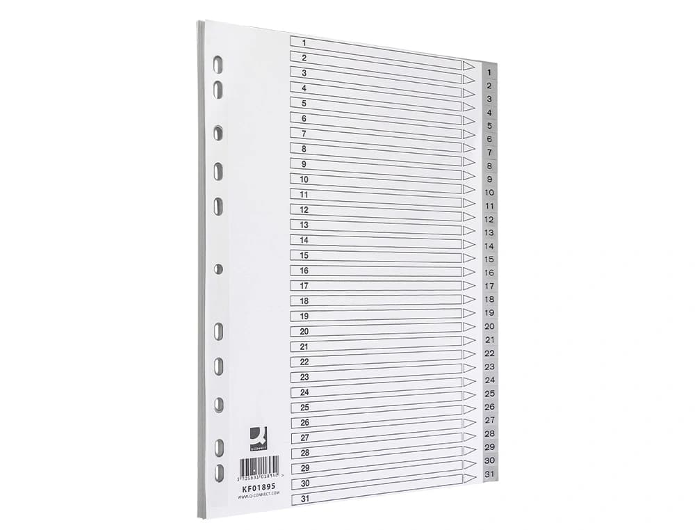 Separador numerico q-connect plastico 1-31 juego de 31 separadores din a4 multitaladro