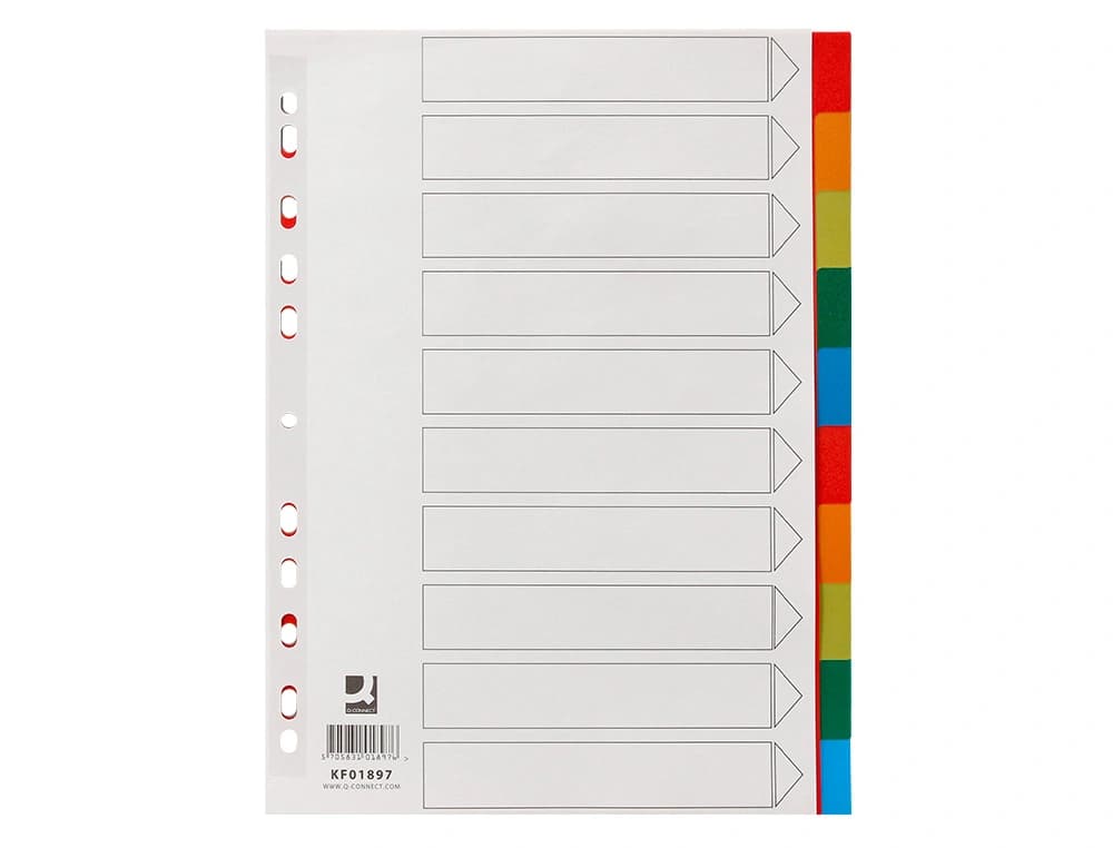 Separador q-connect plastico juego de 10 separadores din a4 multitaladro
