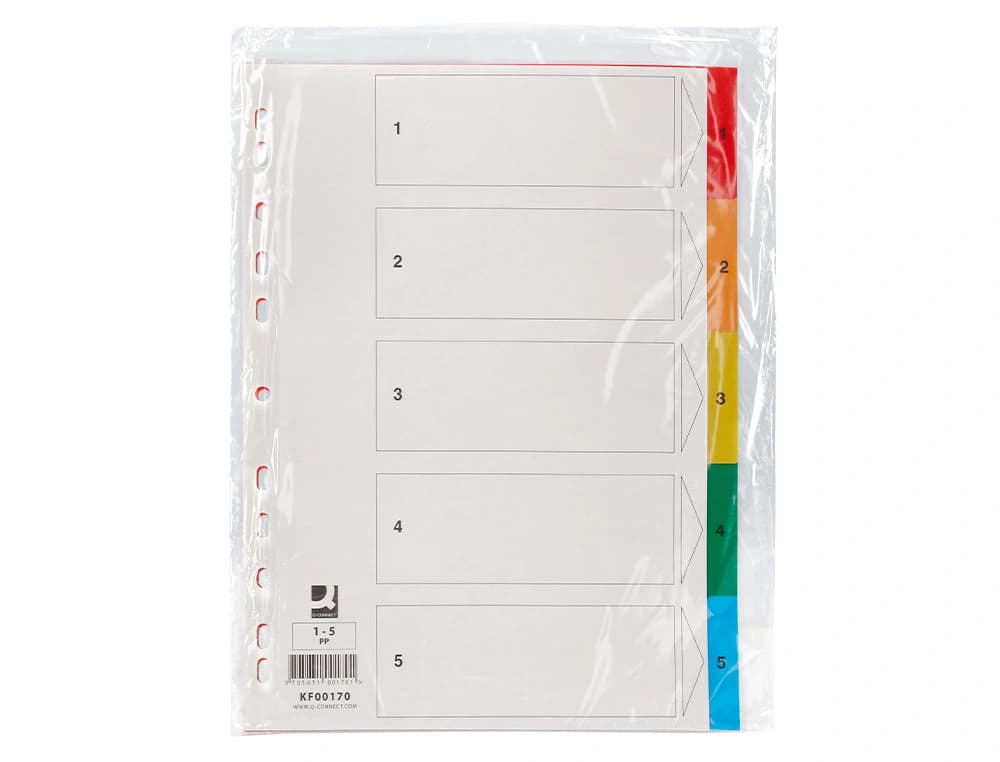 Separador q-connect plastico juego de 5 separadores din a4 multitaladro
