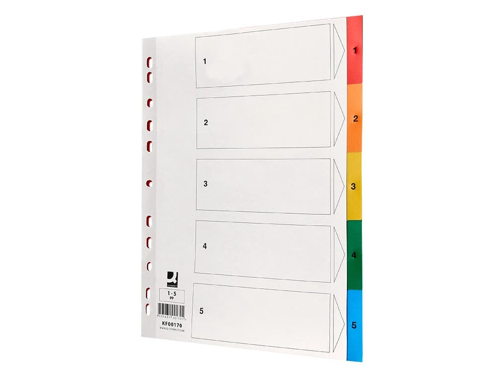Separador q-connect plastico juego de 5 separadores din a4 multitaladro
