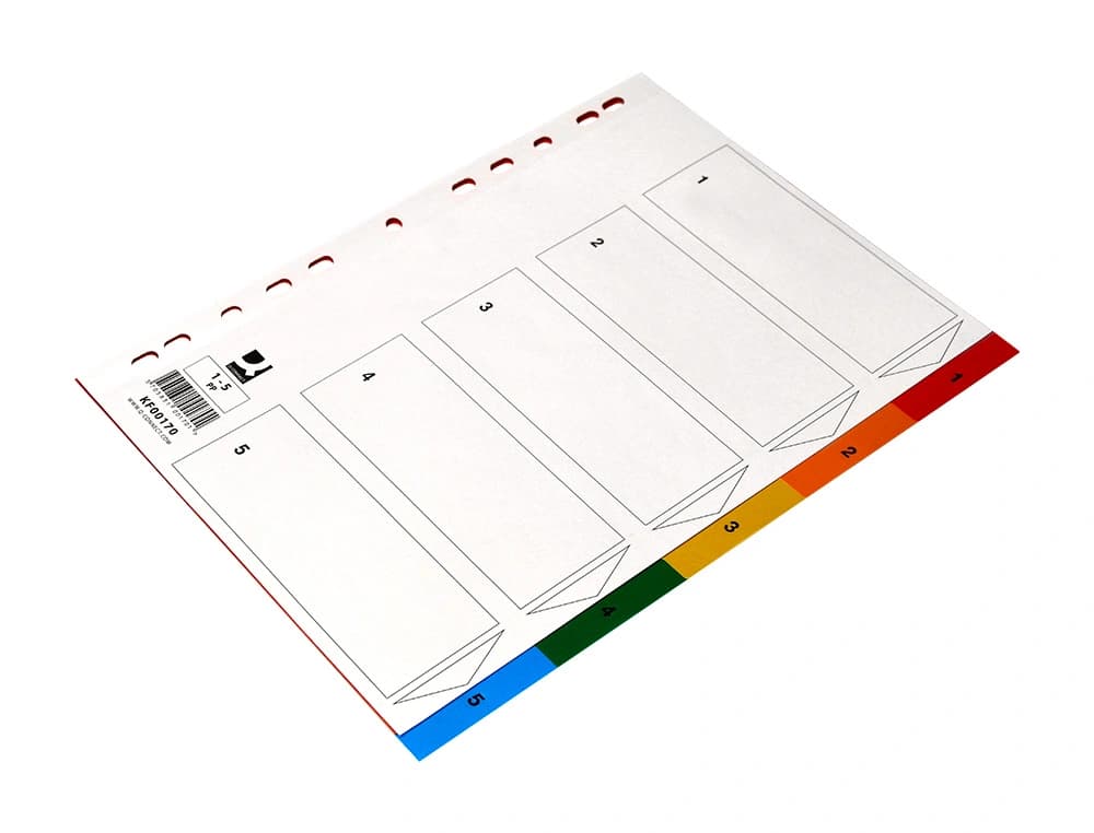 Separador q-connect plastico juego de 5 separadores din a4 multitaladro