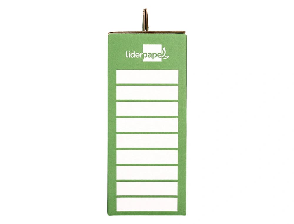 Caja archivador definitivo liderpapel carton reforzado con asa color verde cheque libro 393x120x279mm