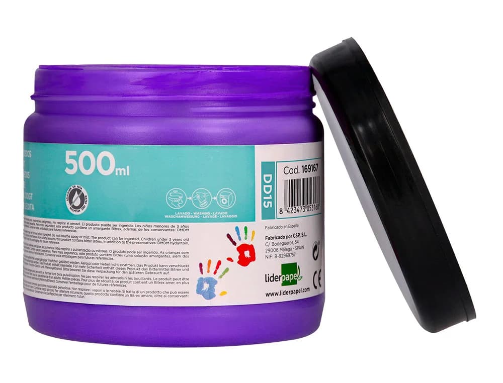 Pintura de dedos Liderpapel en base agua, tarrina de 500 cc – Violeta