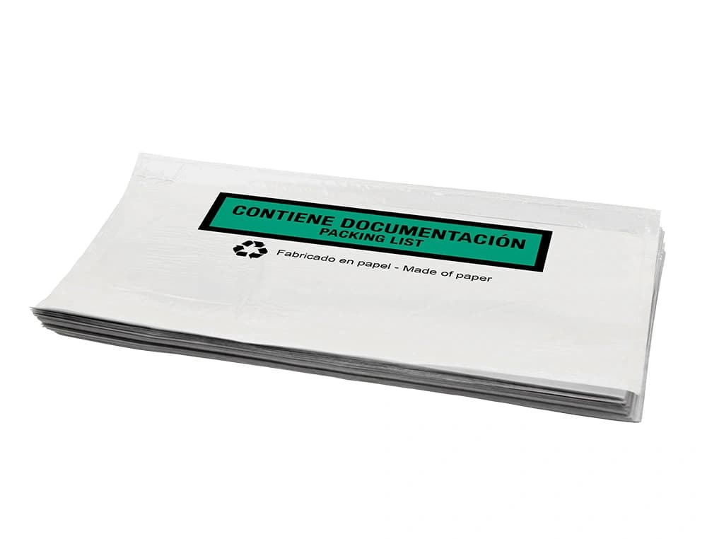 Sobre autoadhesivo q-connect portadocumentos multilingue 240x135 mm sin ventana 100% papel paquete de 100 unidades