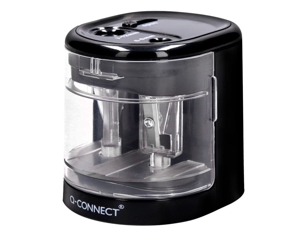 Q-Connect Sacapuntas Q-Connect KF14568 eléctrico de sobremesa cable usb/4 pilas aa afila cuchilla diámetros de 6 a 12mm dos usos
