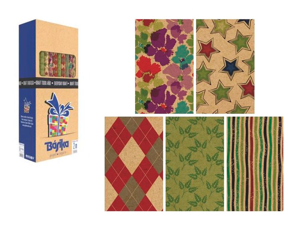 Papel de regalo basika kraft/colores rollo 70 cm 2 m