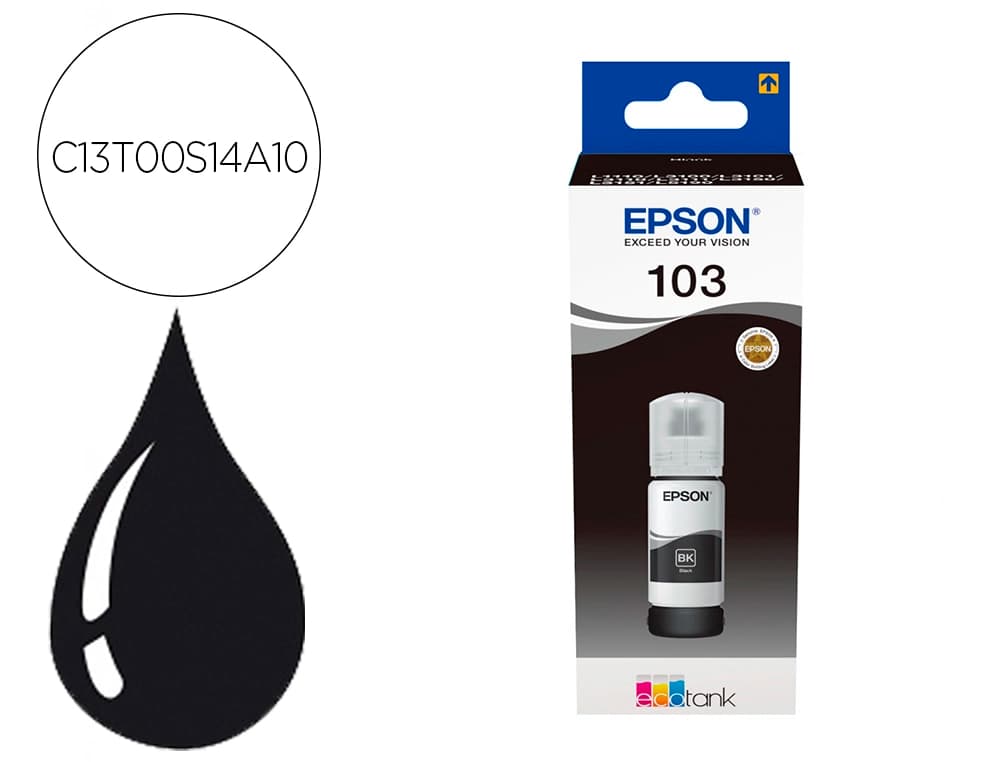 Epson Tinta epson ecotank 103 l3110/3150/3151/5190 negro botella de 65 ml