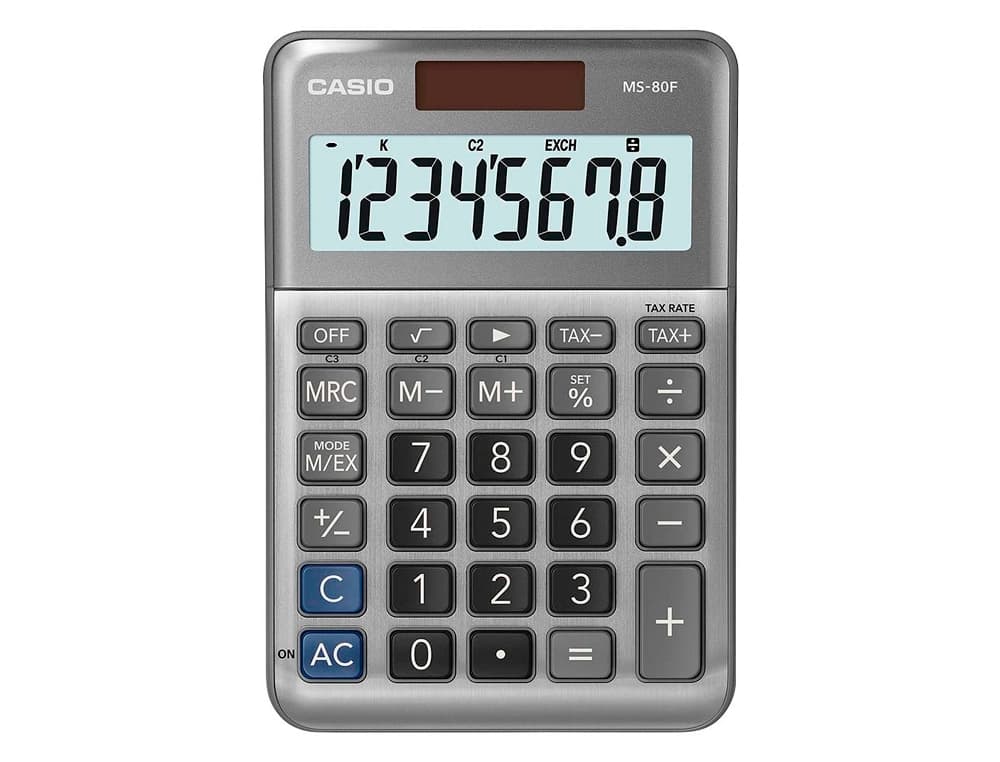 Calculadora casio ms-80f sobremesa 8 digitos tax +/- color plata