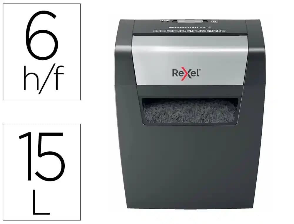 Rexel Destructora de documentos rexel momentum x406 p4 capacidad de corte 6 hojas destruye grapas y clips
