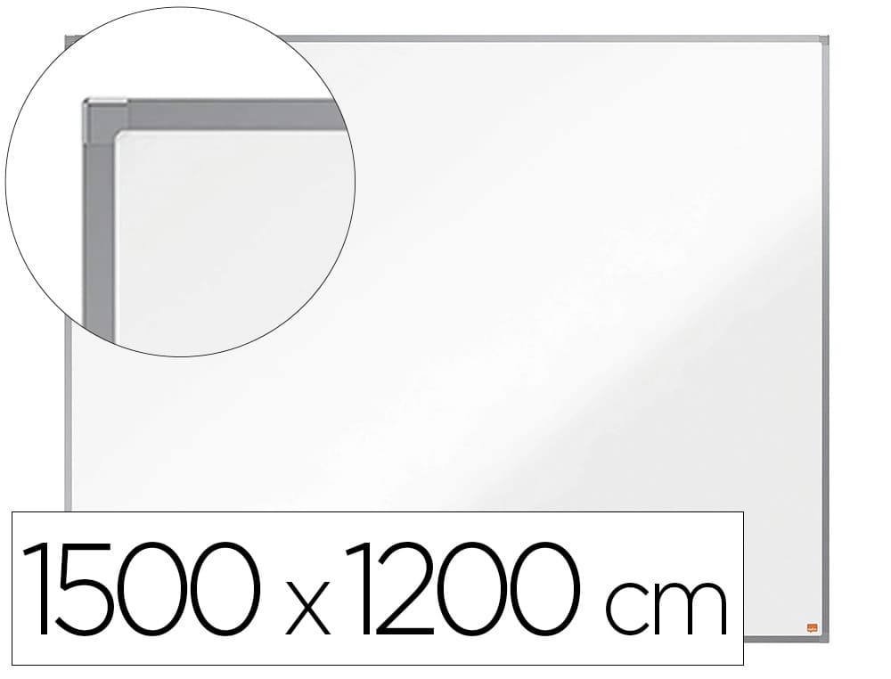 Nobo Pizarra blanca magnética Nobo Essence de acero vitrificado con marco de aluminio y bandeja, 1500 × 1200 mm