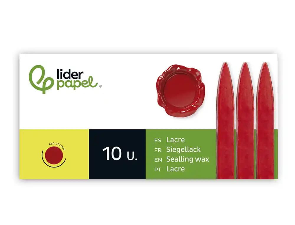 Lacre liderpapel rojo caja de 10 barras