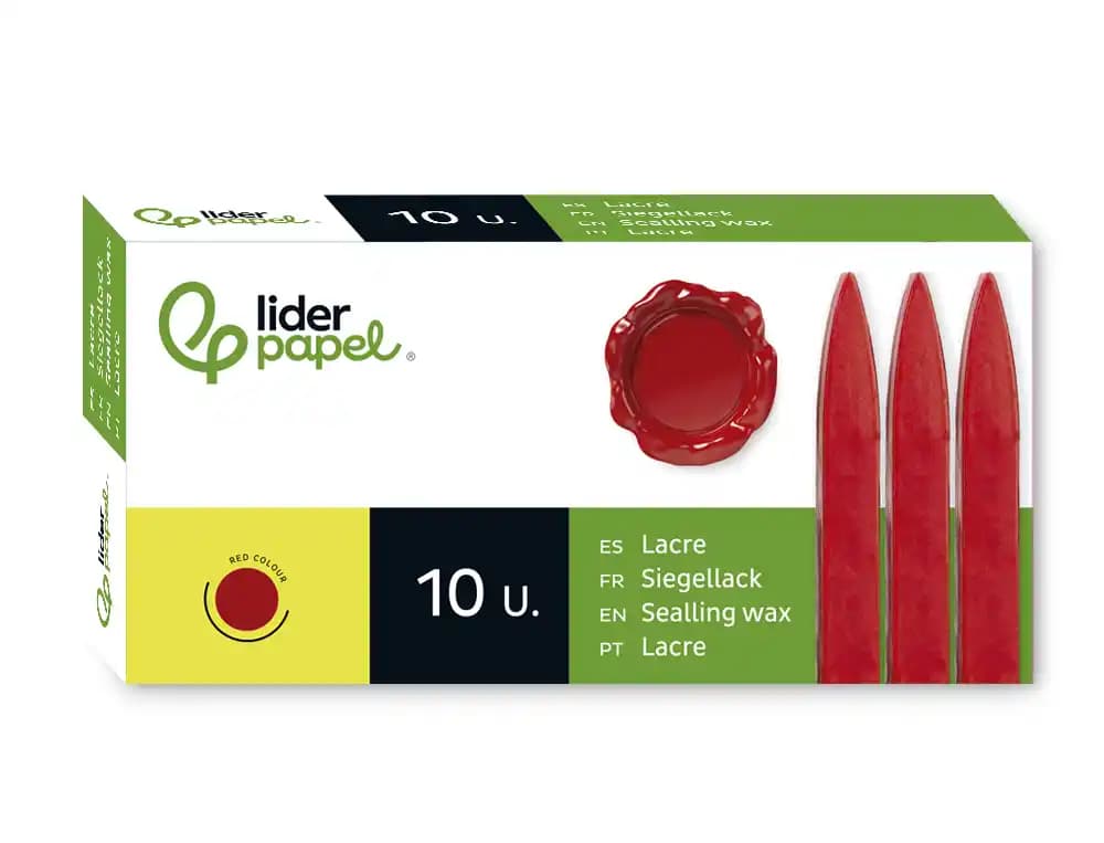 Lacre liderpapel rojo caja de 10 barras