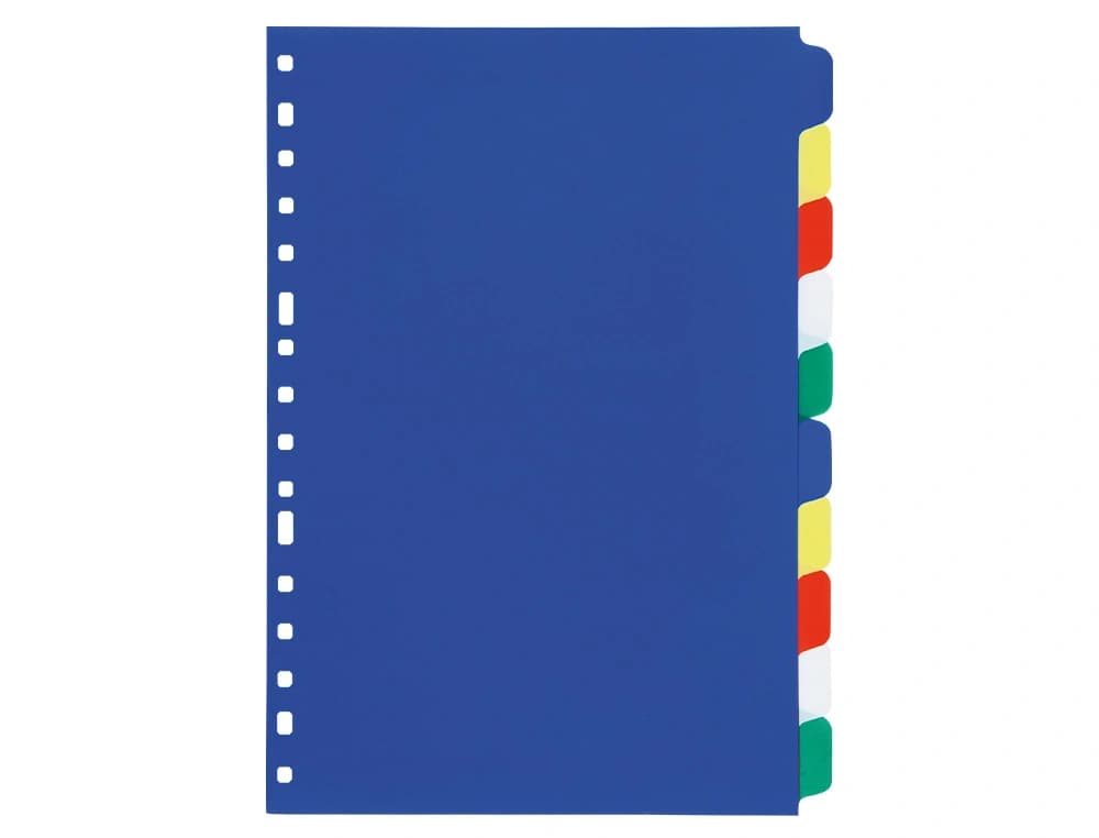 Separador liderpapel plastico juego de 10 separadores folio 16 taladros