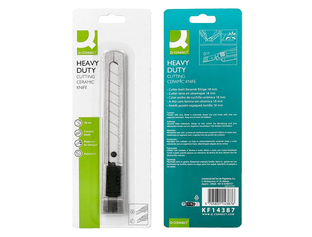 Cuter q-connect metalico ancho cuchilla ceramica 18 mm xd- c78 con clip blister 1 unidad