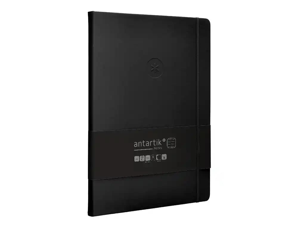 Cuaderno con gomilla Antartik Notes de tapa dura, rayas, 100 hojas – Negro