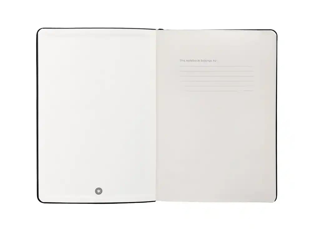 Cuaderno con gomilla Antartik Notes de tapa dura, rayas, 100 hojas – Negro