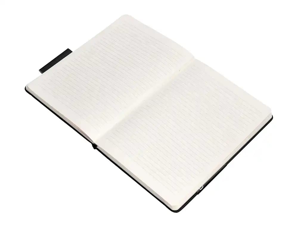 Cuaderno con gomilla Antartik Notes de tapa dura, rayas, 100 hojas – Negro