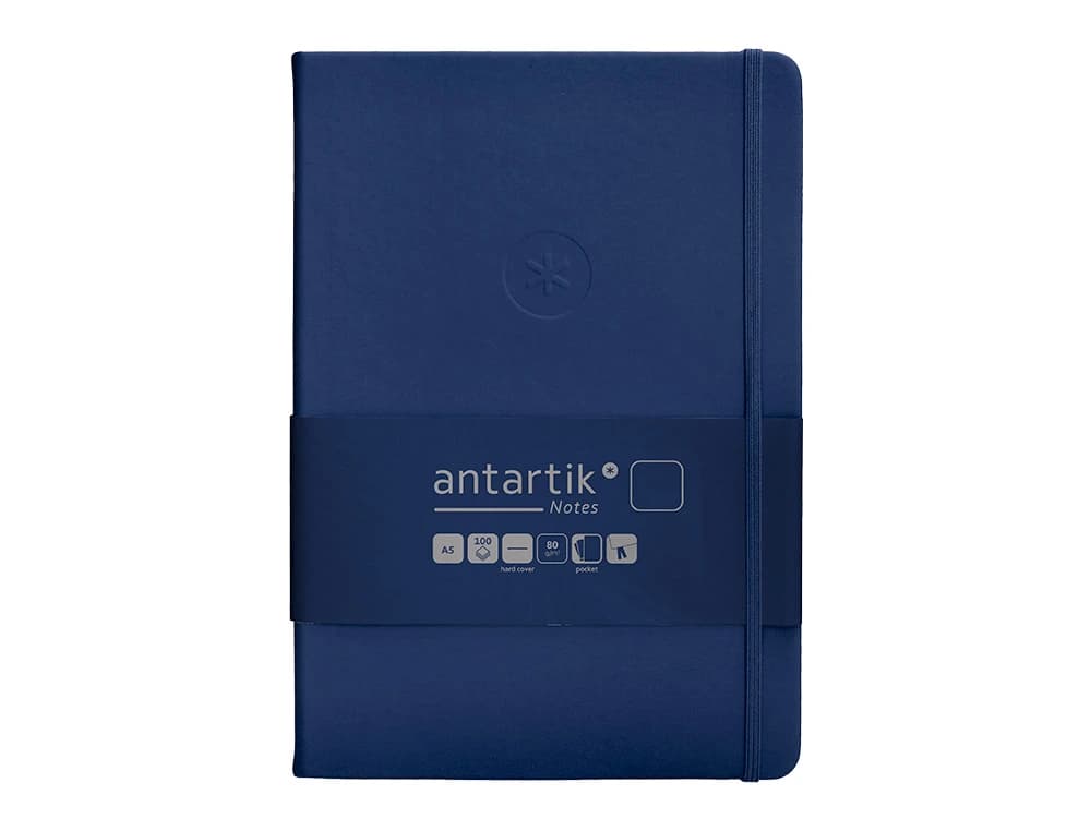 Cuaderno con gomilla antartik notes tapa dura hojas lisas azul marino 100 hojas 80 gr fsc
