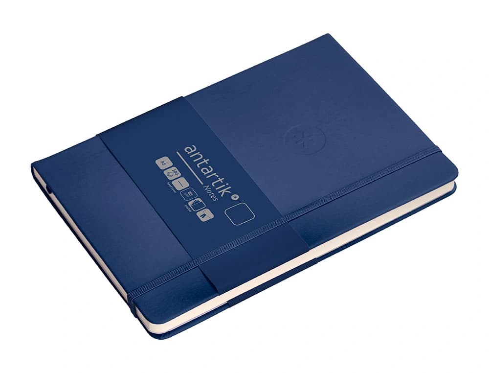 Cuaderno con gomilla antartik notes tapa dura hojas lisas azul marino 100 hojas 80 gr fsc