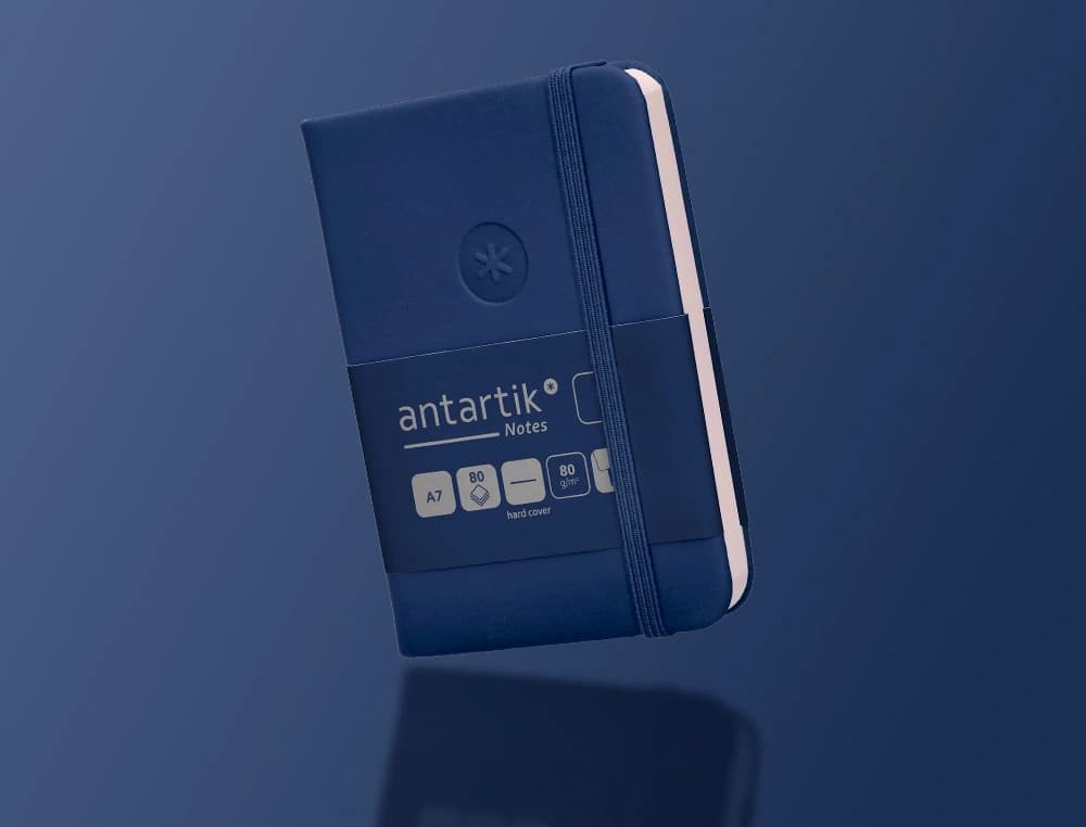Cuaderno con gomilla antartik notes tapa dura a7 hojas lisas 80 hojas 80 gr fsc