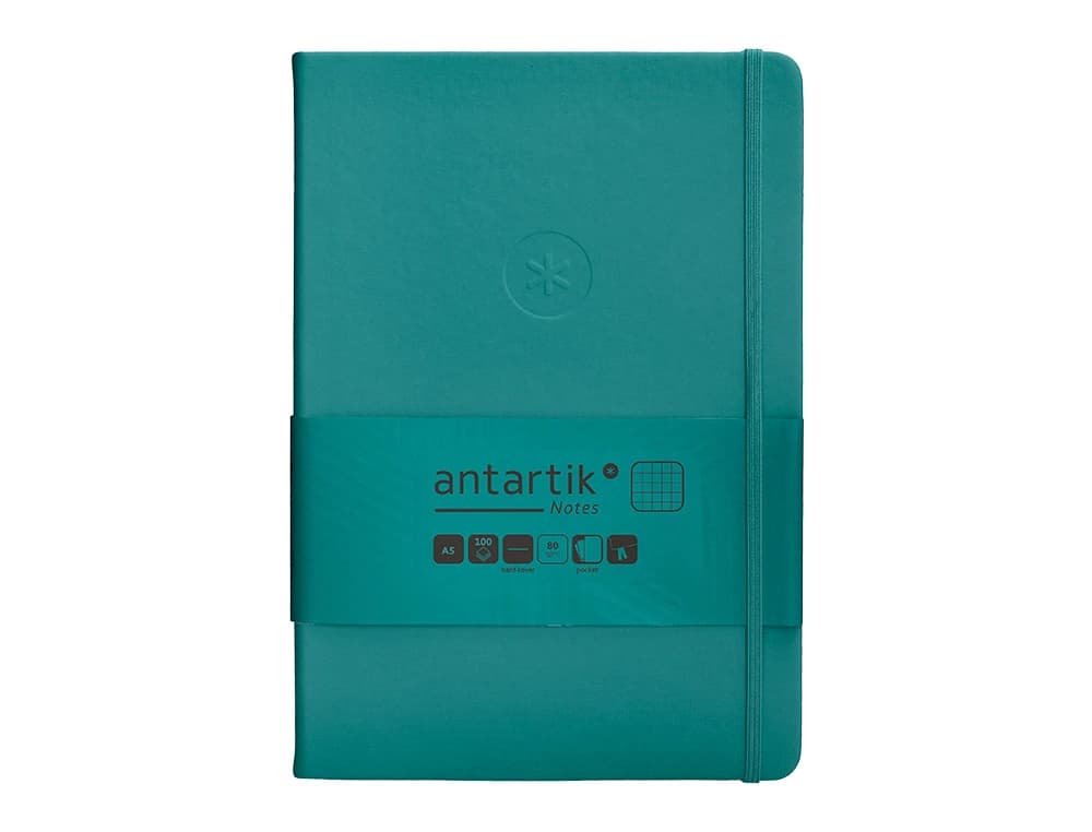 Cuaderno con gomilla antartik notes tapa dura hojas cuadricula aguamarina 100 hojas 80 gr