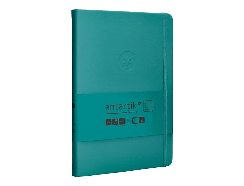 Cuaderno con gomilla antartik notes tapa dura hojas cuadricula aguamarina 100 hojas 80 gr
