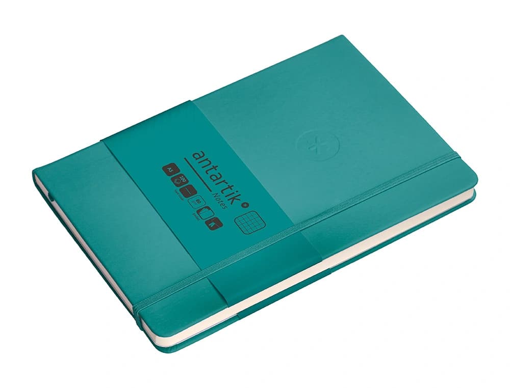 Cuaderno con gomilla antartik notes tapa dura hojas cuadricula aguamarina 100 hojas 80 gr