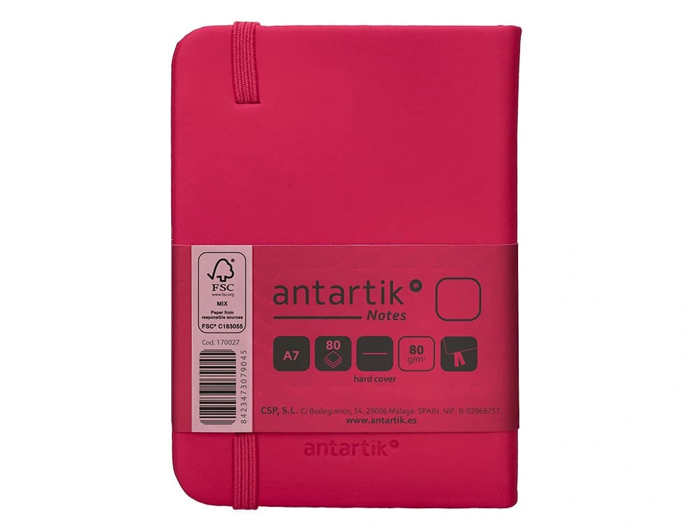 Cuaderno con gomilla antartik notes tapa dura a7 hojas lisas 80 hojas 80 gr fsc
