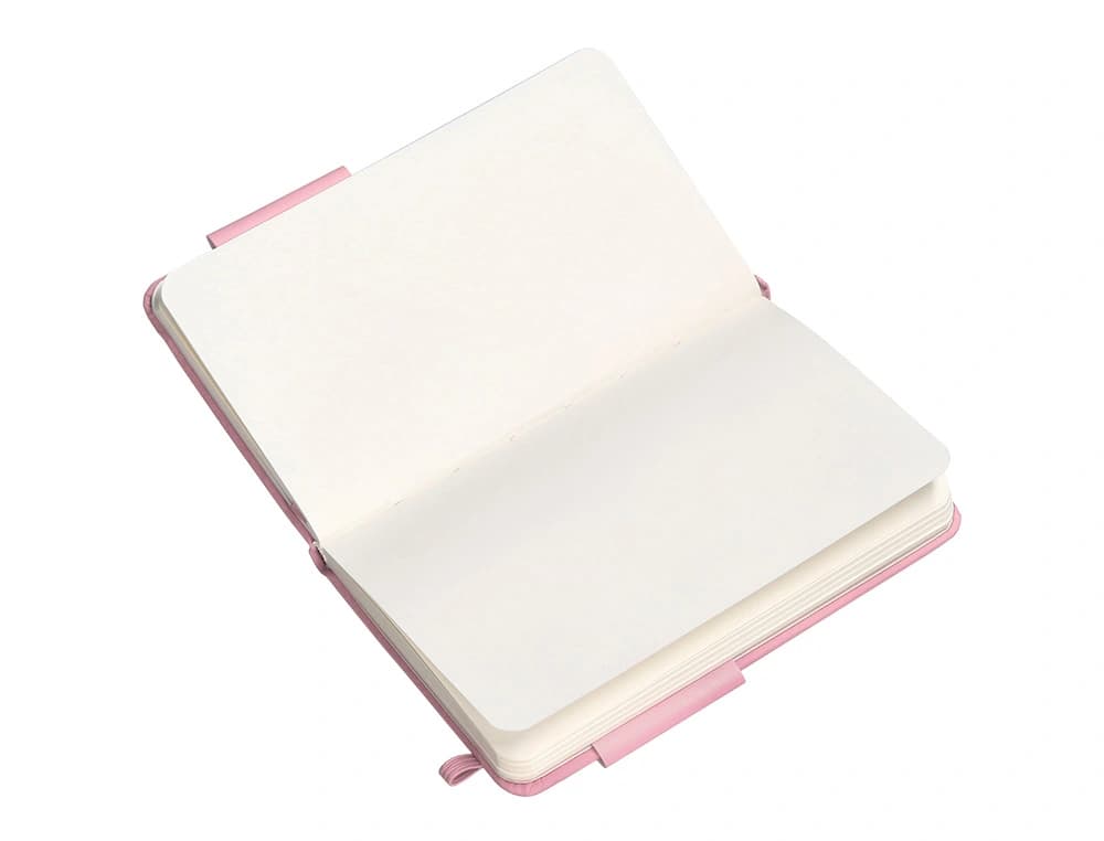 Cuaderno con gomilla Antartik Notes de tapa dura, liso, 100 hojas – Rosa pastel