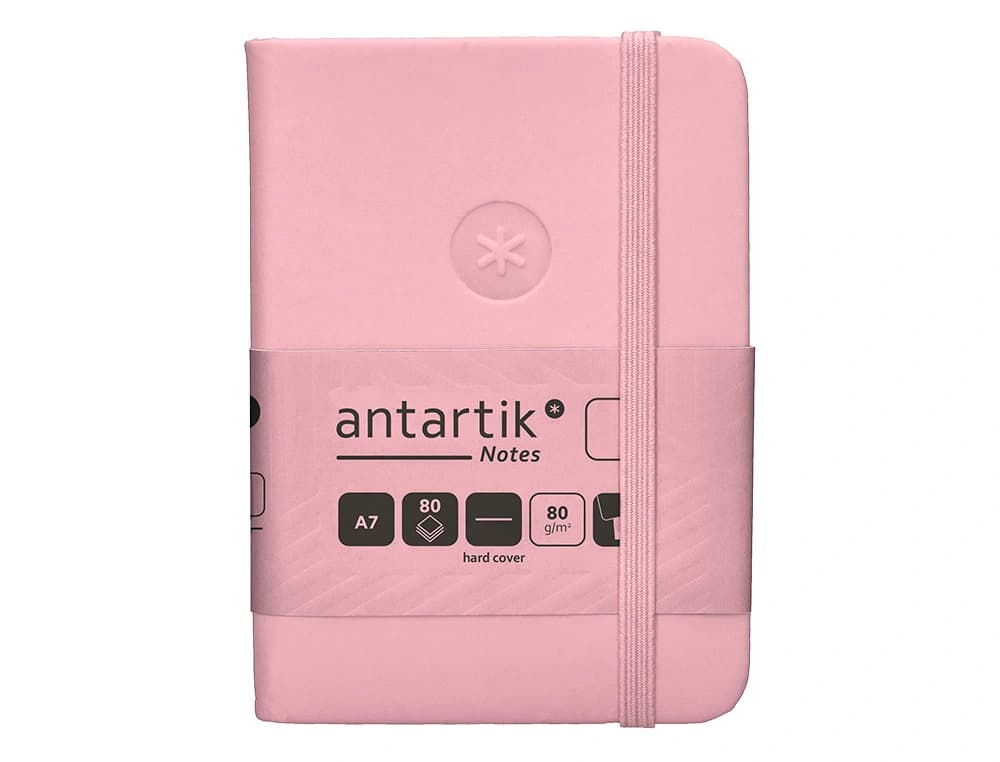 Cuaderno con gomilla antartik notes tapa dura a7 hojas lisas 80 hojas 80 gr fsc